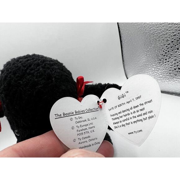 TY Beanie Baby Babies Stuffed Animal Plush Black Poodle GiGi 1998 - Picture 11 of 12